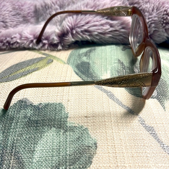 BURBERRY CARAMEL COLOR EYEGLASSES WITH GOLD METAL TEMPLES, CASE & CLEANI… - Picture 6 of 13